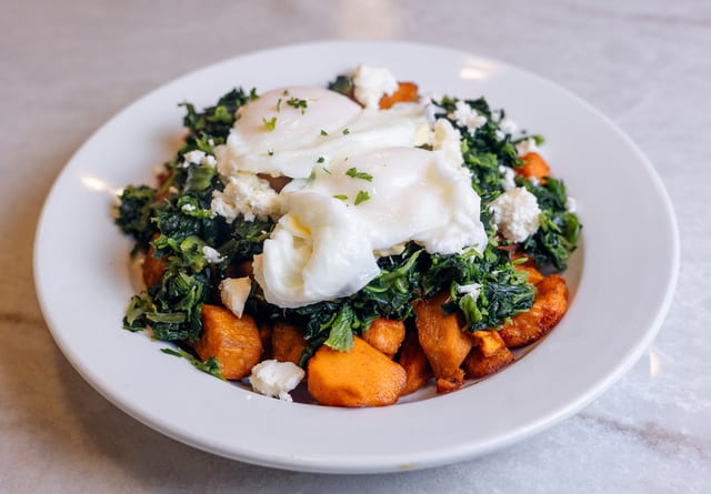 Sweet Potato Hash & Eggs.