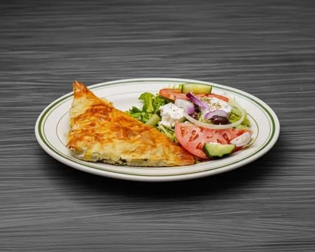 Greek Spinach Pie Served with Greek Salad.